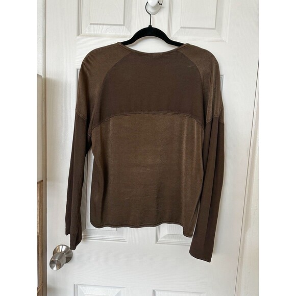 Vintage Ghost Brown Long Sleeve Blouse Women’s Small Made In England Silky Flowy - Picture 3 of 11